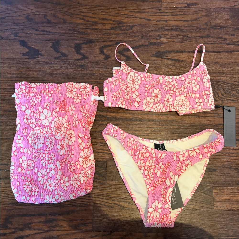 Triangl Swimwear Pink and White NWT Bikini Set